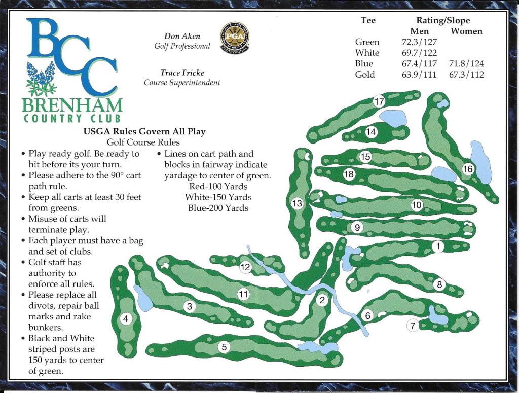 East Texas Public Golf Green Fees Brenham Country Club