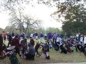 Group of golfers prepare for tournament at Brenham Country Club