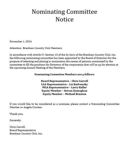 Club News Brenham Country Club